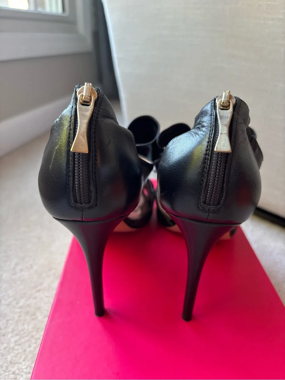 kate spade Black Open-Toe Bow Heel Sandals
